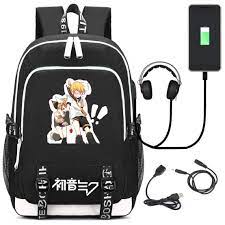 Yoyoshome Luminous Anime Hatsune Miku Vocaloid Cosplay Laptop Bag Backpack School Bag With Usb Charging Port Luggage School Bags Powderhousebend Com