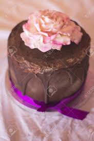 A wish for you, dear friend that your special day is sunny, bright, and. Chocolate Cake With Pink Flower On The Top On White Background Stock Photo Picture And Royalty Free Image Image 142118815