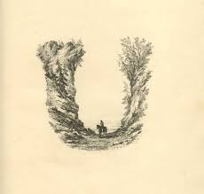 M l k j i h g f e d c b a n o p q r s t u v w x y z if we count we get 19th letter from right . The Landscape Alphabet 19th Century Lithographs Featuring Letters Created From Idyllic Scenery