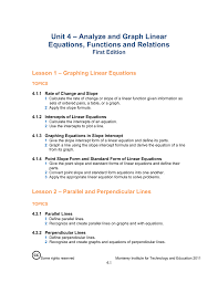 Standard form is ax + by = c. Unit 4 Analyze And Graph Linear Equations Functions And