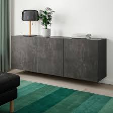 Besta Vaggmonterad Skapkombination Svartbrun Kallviken Betongmonstrad 180x42x64 Cm Ikea In 2020 Wall Mounted Cabinet Living Wall Ikea