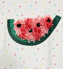 Karpuz Aplikeli T Shirt Texture Fabric Manipulation Embroidery Techniques Girls Applique
