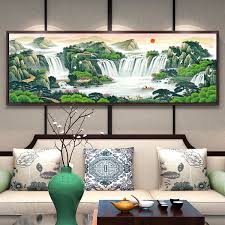 That refers to the landscape photography. Landscape Painting Feng Shui Relying On The Mountain Chinese Decorative Painting Living Room Mural Office Paintings Chinese Style Lucky Feng Shui Chinese Painting Wish