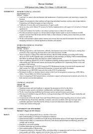 clinical analyst resume samples