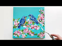 Acrylic Bird Paintings On Canvas Acrylic Bird Painting Easy For Beginners Palette Knife Techniques Daily Challenge 36 In 2020 Birds Painting Acrylic Painting For Beginners Bird Paintings On Canvas