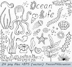Ocean Life Clip Art Png Eps Ai Vector Doodle Clipart Etsy How To Draw Hands Clip Art Ocean Drawing