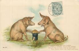 Animals Fantasy Theme Pig Pigs Postcards Collection Of Postcard Collection Postcard Fantasy
