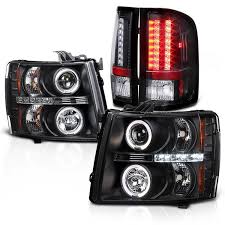 07 14 Silverado 1500 2500hd 3500hd Dual Halo Projector Headlights Led Tail Lamps Projector Headlights Silverado 1500 Accessories Silverado 1500