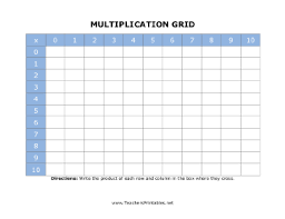 Blank Multiplication Chart