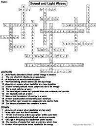 Unit 9 waves, sound, and light unit title: Properties Of Sound And Light Waves Worksheet Crossword Puzzle By Science Spot