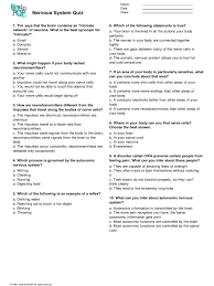 Nervous System Quiz Pdf Nervous System Neuron
