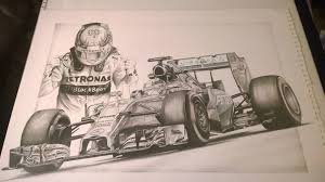 Formula 1 with flow traje. My Latest Drawing Of Lewis Hamilton And His Mercedes F1 Car Hamilton Drawings Drawings Car Drawings