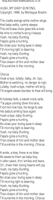 Old Time Song Lyrics For 21 Hush My Baby Bunting