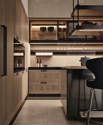 The back panel uses wooden materials that divide themselves into three parts. Principia Products Arclinea