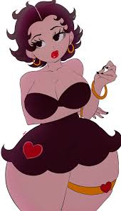 noblood (ryandomonica), betty boop (character), paramount pictures,  highres, black dress, bracelet, breasts, breasts apart, breasts out, dress,  fleischer studios, jewelry, thick thighs, thighs 