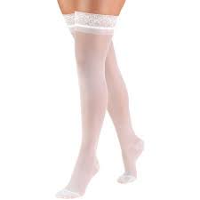 Truform Women S Stockings Thigh High Sheer 15 20 Mmhg White X Large Walmart Com Lady Stockings Stockings Thigh Highs