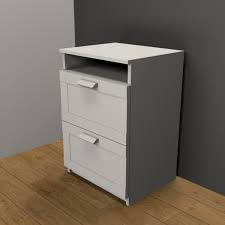 Storing a power strip in a nightstand drawer and running the power cord out the back can be an organized way to charge tech devices in your stand and increase storage. Night Table Ikea Brimnes 3ds