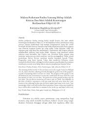 Qaulan sadidan adalah konsep perkataan yang benar, tegas, jujur, lurus, to the point, tidak qaulan tsaqilan yakni penyampaian pesan yang berbobot dan penuh makna, memiliki nialai yang dalam. Pdf Makna Perkataan Paulus Tentang Hidup Adalah Kristus Dan Mati Adalah Keuntungan Berdasarkan Filipi 1 12 26
