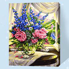 In the painting the flowers lean out of a vase, furry and disheveled. Diy Painting By Numbers Acrylic Paint By Number Flower Vase Vilahandpainted Oil Painting On Canvas For Home Decor Free Shipment Paintings On Canvas Diy Paintingpainting Diy Aliexpress