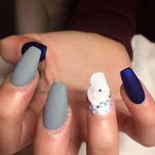 Ballerina's nails are essentially the stiletto nail, but with a square rather than the pointy tip. Navy Blue Nails Acrylic Coffin Matte For Dummies 98 Akkrab Com