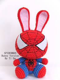 Spiderman Bunny Version Stuffed Cotton Crochet Toys Plush Doll Crochet Big Amigurumi Fan Art Crochet Toys Easter Crochet Crochet Crafts Crochet Projects