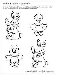 Green for the body and hat, brown for finish off your christmas elf finger puppet craft by glueing on some wiggle eyes, a red pom pom nose and drawing a cheeky elf smile! Bunny And Chick Puppets Free Printable Templates Coloring Pages Firstpalette Com