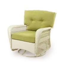 Martha Stewart Living Charlottetown Seashell All Weather Wicker Patio Swivel Rocker With Gree Outdoor Wicker Furniture Green Cushions Outdoor Tables And Chairs