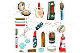 Makeup Set Colorful And Lines Sketch Colorful Drawings Makeup Illustration Makeup Drawing