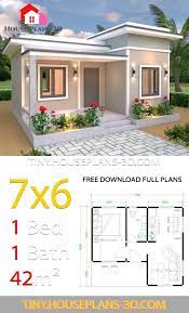 Tiny House Plans 7x6 With One Bedroom Flat Roof Tiny House Plans Plantas De Casas Fachadas De Casas Terreas Projetos De Casas Pequenas