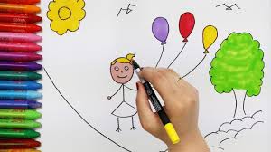 Contoh kumpulan sketsa mewarnai gambar balon. Bagaimana Menggambar Anak Dan Balon Cara Menggambar Dan Mewarnai Tv Anak Youtube