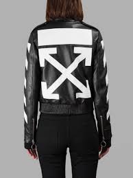 Off White Co Virgil Abloh Women S Black Leather Jacket2 Off White Jacket White Jacket Black Leather