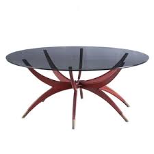 Indulge in a beautiful accent piece for your home with the chic, glamorous coffee table from this manufacturer. Lot Art Mid Century Modern Smoke Glass Coffee Table With Folding Wood Base