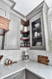 Walnut Floating Shelves Neutral Kitchen Designs Grey Kitchen Designs Kitchen Design