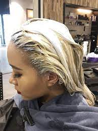 I called some salons near our home who said, after hearing that he wanted fire engine red chunks in his dyed black hair that they didn't do that, then decided to take one more chance on a reviewed salon at citysearch. Image Result For Getting My Hair Bleached At The Beauty Salon Bleached Hair Hair Treatment Hair Color For Women