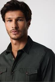 CH165 Denim Yıkamalı Cepli Slim Kot Gömlek