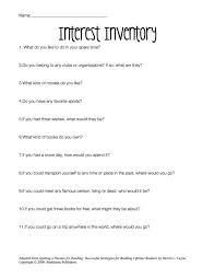 High School Interest Inventory From Google Images High School Reading High School Activities Interest Inventory