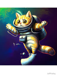 Cute cat lost in space