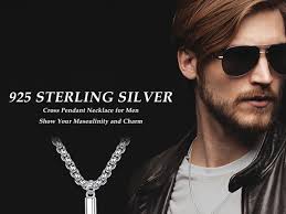 Amazon.com: Ursteel Collar de Cruz de Plata de Ley 925 para Hombres y  Mujeres