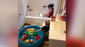 Photo Of Mom Working In Bathtub Leads To Reflection On Child Care Crisis Gma
