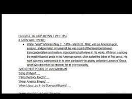 Passage To India By Walt Whitman Complete Notes And Summary And Text Youtube