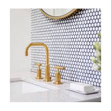 Black And White Penny Tile Love This Blue Grout With A White Round Mosaic Tile Simple But Effective Tiles Grout Colourlove Penny Tile Blue Bathroom Tile Penny Tiles Bathroom Floor