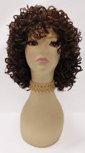 10 Inch Long Curly Dark Brown With Copper Highlights Heat Resistant Curly  Wig With Bangs 26-162-prissy-4/30