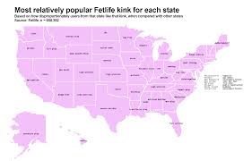 Each US states most disproportionately popular kink on Fetlife : rMapPorn