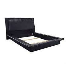 Black queen size metal steel bed frame. 52 Off Black Leather Queen Bed Frame Beds
