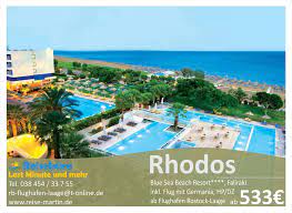 Blue Sea Beach Resort Rhodos Griechenland Mit Blick Auf Das Himmelblaue Agaische Meer Hat Das Blue Sea Resort Hotel 4 E Agaisches Meer Reiseburo Griechenland