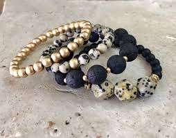 Dalmatian Bead Bracelet Set Statement Jewelry Gemstone Etsy In 2020 Beaded Bracelets Beaded Bracelets Diy Bracelet Set