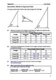 Class Activity Introduction To The Trigonometric Ratios Lite Class Activities Trigonometry Worksheets Mathematics Worksheets