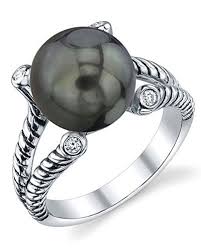 Black And White Pearl Ring Meaning The Pearl Source 11 12mm Genuine Black Tahitian South Sea Cultured Pearl Cubic Zirconia Braided Ring For Women Darkpearl Beautiful Pearl Rings Black Pearl Ring Swarovski Crystal Rings