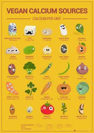 Vegan Calcium Poster English Cute Characters Show You