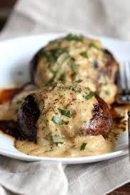 Grilled Portobello Mushrooms With Garlic Sauce Grilled Or Baked Marinated Portabella Mushrooms Served With Creamy G Recipes Healthy Recipes Vegetarian Recipes